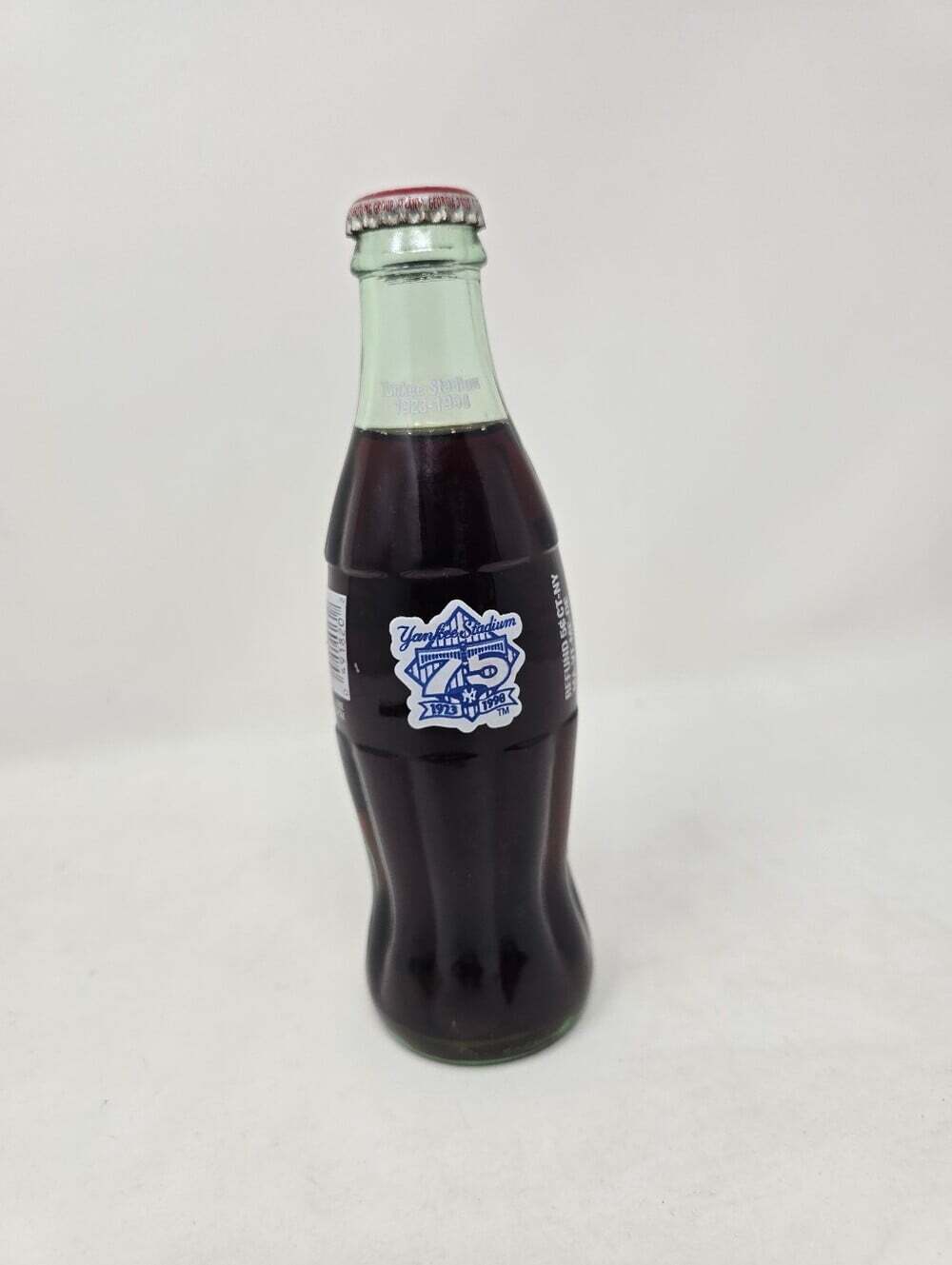 Vintage 90s Coca Cola Glass Bottle New York Yankees Stadium MLB 75th Anniversary